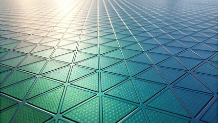 Obraz premium Futuristic green and blue geometric grid pattern with a subtle gradient effect and metallic sheen, sci-fi background, grid pattern, modern aesthetic