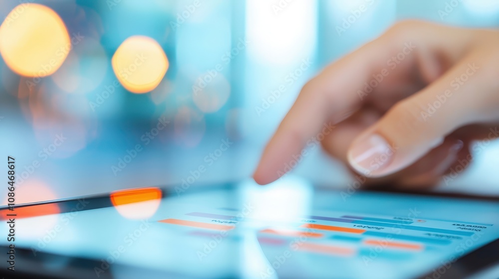 Aufkleber digital analytics data analysis on tablet business technology