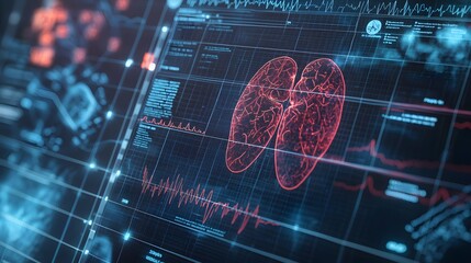 Fototapeta premium Medical analysis of lung health healthcare facility infographic digital environment close-up view health visualization