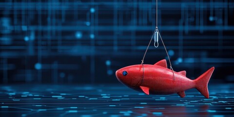 security risks , breach , safeguard Red fish on a digital backdrop