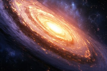 Obraz premium A fiery, swirling galaxy with a bright, glowing core.