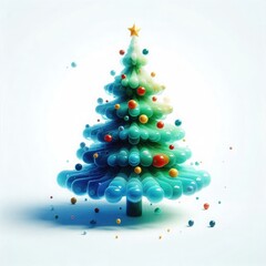 3D Watercolor Christmas Tree Illustration