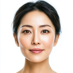Fototapeta premium 40-45 year old Beauty Japanese Asian women spa skin healthy on 100% isolate white background.