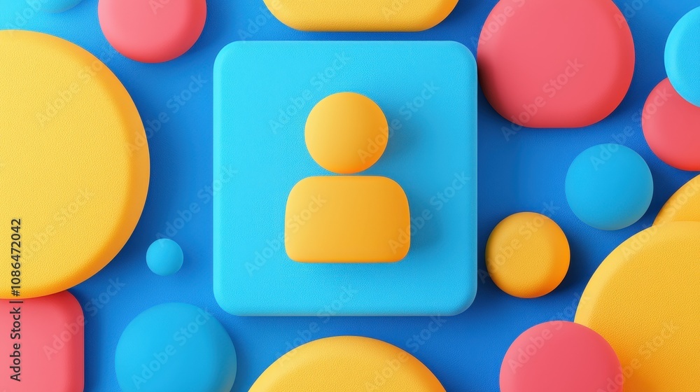 Poster Abstract Profile Icon Colorful 3D Shapes User Interface Design