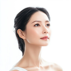 Obraz premium 40-45 year old Beauty Japanese Asian women spa skin healthy on 100% isolate white background.
