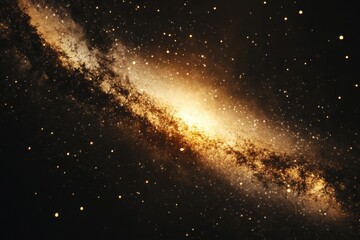 A mesmerizing view of a golden galaxy in the night sky.