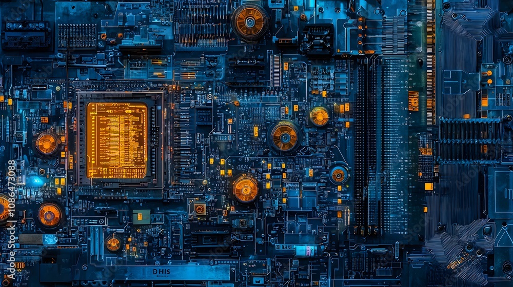 Poster Exploring circuitry patterns technology lab abstract image digital environment aerial view innovation concept