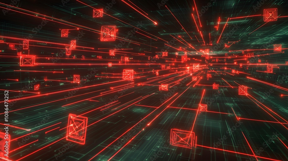 Poster Dynamic data flow visualization digital space abstract graphic futuristic environment perspective concept
