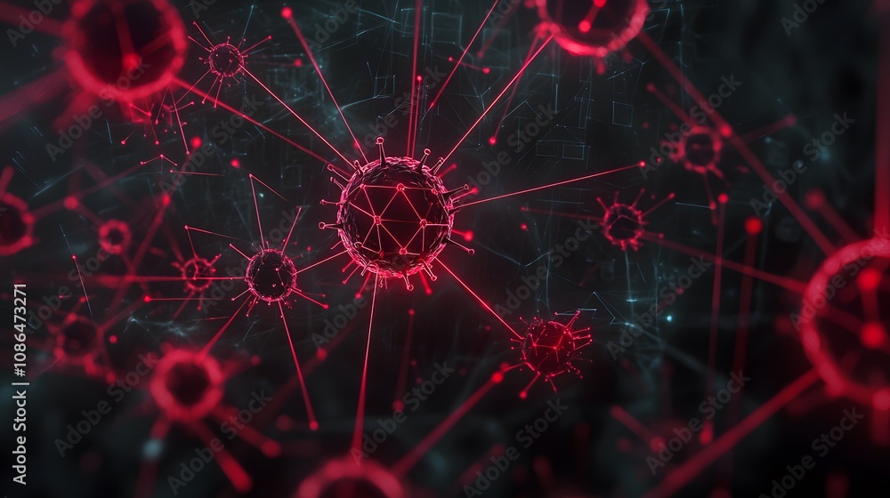 Aufkleber virus simulation virtual space digital art cyber environment abstract view microbiology concept