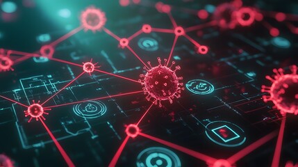 Covid-19 virus spread digital network infographic cyber environment abstract viewpoint health concept