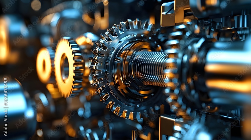 Poster industrial machinery operation factory close-up mechanical environment technical viewpoint engineeri