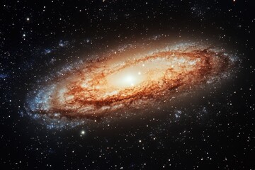 Obraz premium A spiral galaxy with a bright core in a dark night sky.