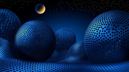 Smooth gradients create elegant abstract background with spheres and stars