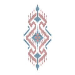 Ikat ethnic pattern art. American, Mexican style. White background. Aztec tribal ornament print. Design for fabric, clothing, textile, logo, symbol.
