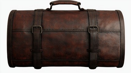 Vintage Brown Leather Briefcase Antique Style Travel Bag Studio Shot