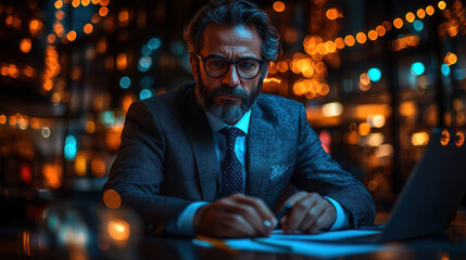 Obraz premium Business Performance Checklist - Businessman Using Laptop