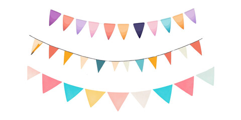 Obraz premium Flat, simple, colorful bunting flags with white background.