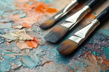 Fototapeta premium Explore the artistic process discover how paint brushes transform colors on canvas