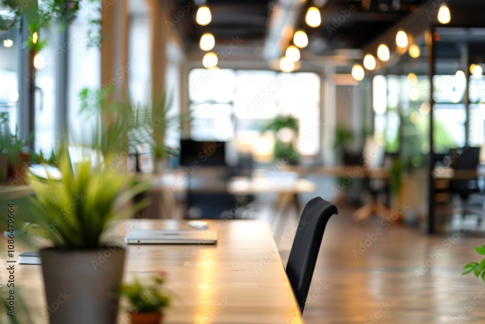 Poster vacant office setting with soft bokeh backdrop