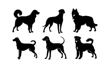 vector collection of dog animal silhouette illustrations