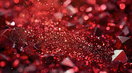 A red background with many sparkling red highlights scattered throughout. vibrant and dynamic, emphasizing the brilliance of the red sparkles.