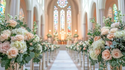 お花で飾られた教会