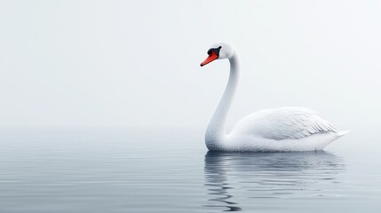 Fototapeta premium Serene Swan on Calm Water Elegant Bird Peaceful Lake Nature Scene Wildlife Photography