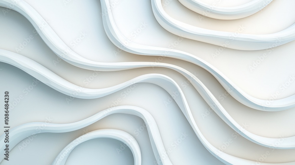 Poster abstract white wave pattern background modern elegant 3d rendered design