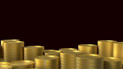 The gold coins on black background for Business concept 3d rendering.