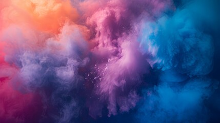 Colorful explosion rainbow holi paint splash, color powder explosion, AI generated image