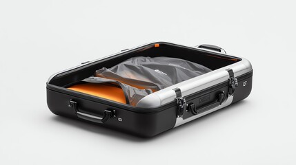 A compact suitcase with a deployable camping tent inside