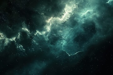 Obraz premium A swirling nebula of teal and white gas against a black background.
