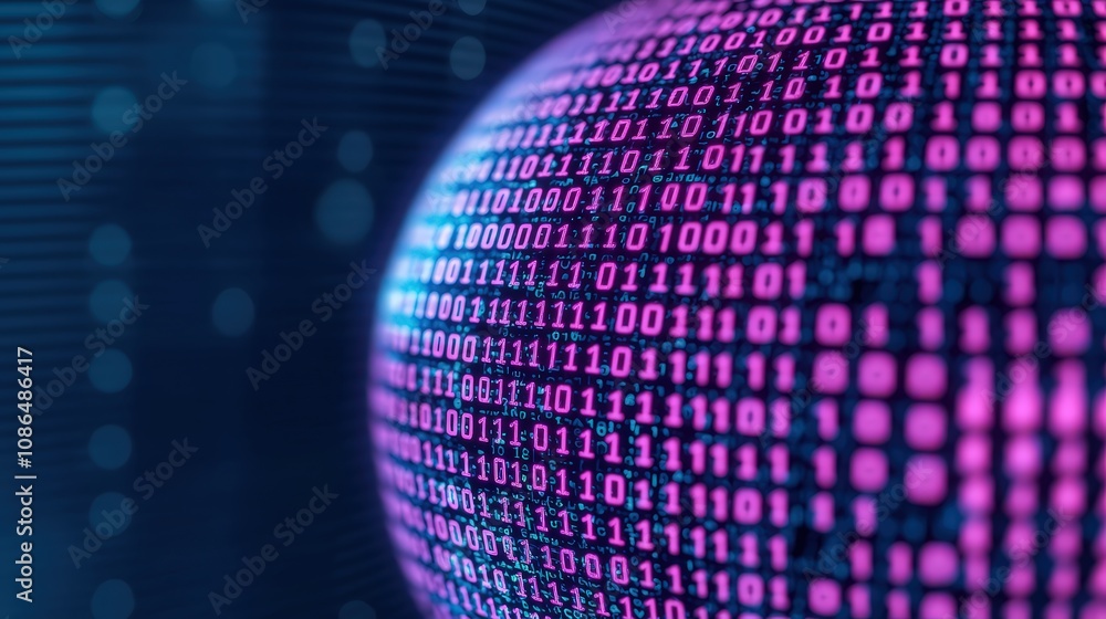 Poster global digital marketing sem target audience binary code sphere