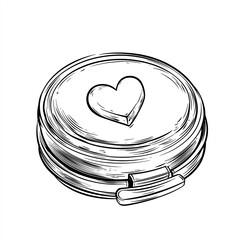 A small makeup compact with a heart drawn on it