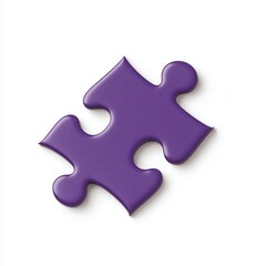 Fototapeta premium A single purple puzzle piece isolated on a clean background, symbolizing problem-solving and creativity.