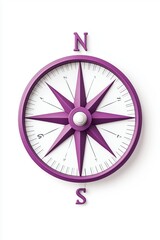 A vibrant purple compass symbolizes direction and navigation, perfect for travel themes and exploration concepts.