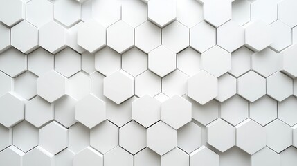 Naklejka premium Abstract White Hexagon 3D Background Modern Geometric Wallpaper Texture