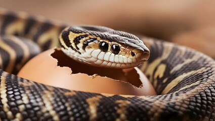 Fototapeta premium baby python snake birth close up