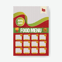 A4 size print ready Restaurant fast food menu Design Template, Food Menu Card Design, Menu Card Design For Restaurant, Restaurant food vertical flyer or poster template design