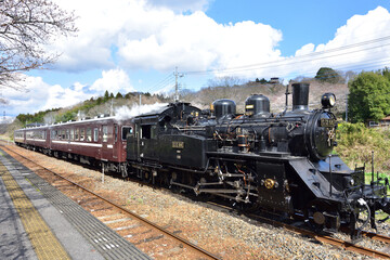 駅の蒸気機関車