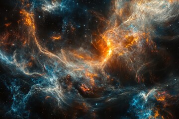 Fototapeta premium A vibrant nebula with swirling clouds of gas and dust in deep space.