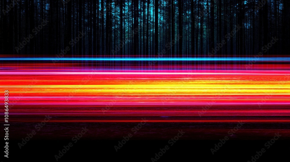 Poster abstract night lightspeed trails forest background colorful speed lines dynamic motion blur