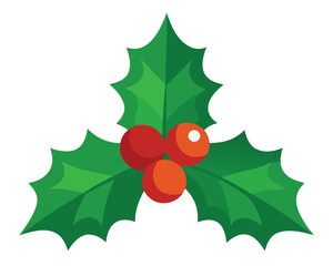 Christmas holly with red berries vector merry christmas leaves