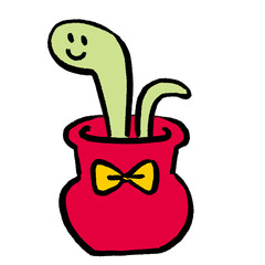 POPなカラーのツボから出てきたヘビのイラスト