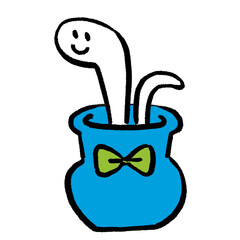 POPなカラーのツボから出てきたヘビのイラスト
