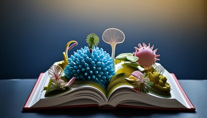 Open Book Covered With Plants. Generative AI