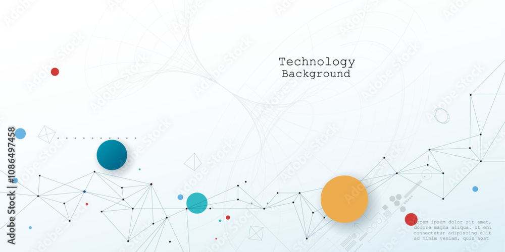 Leinwandbilder vector illustration abstract modern technology design. white circle, geometric shape, wave wireframe