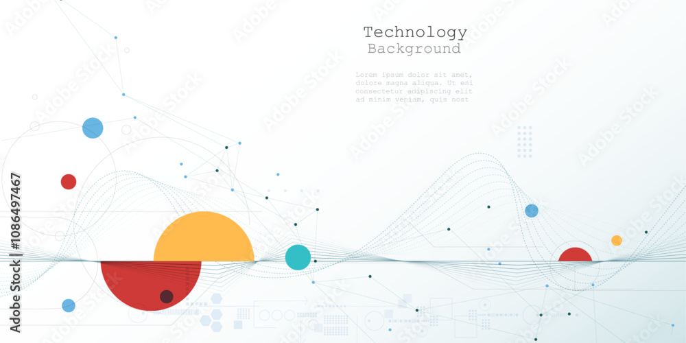 Leinwandbilder vector illustration abstract modern technology design. white circle, geometric shape, wave wireframe