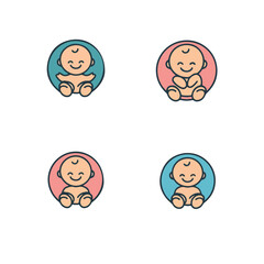Mother and baby logo vector symbol. Mom hugs her child logo template