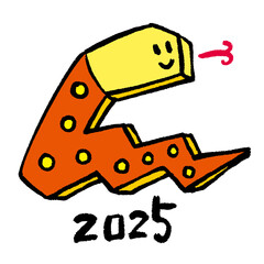 POPな巳年の年賀状素材イラスト